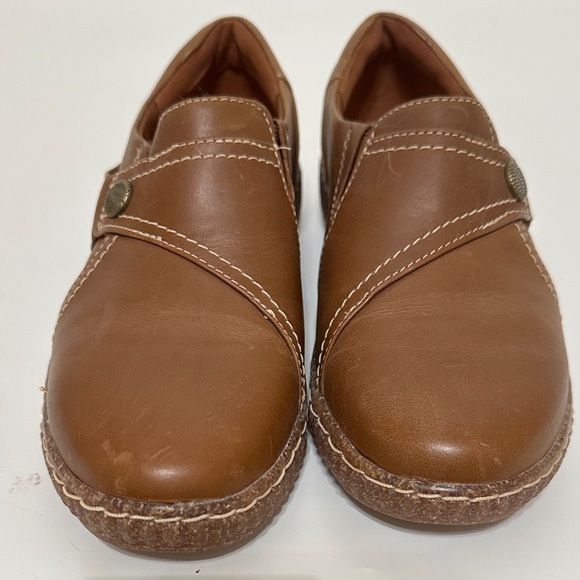 Clarks Shoes - Clarks Tan Leather Caroline Pearl slip on